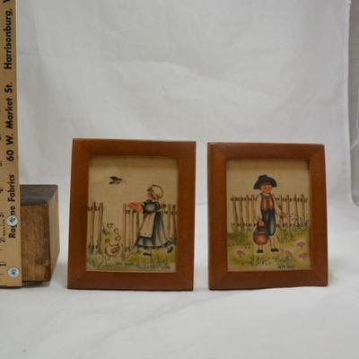 Set of 2 Jean Henry Signed Theorem Painting Boy & Girl