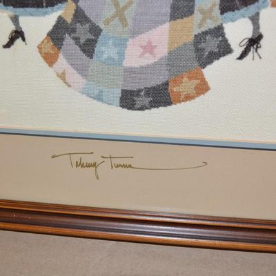 Framed & Matted "Taking Turns" Stitched by Lou, Signed P. Buckley Moss 1981