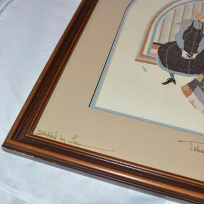 Framed & Matted "Taking Turns" Stitched by Lou, Signed P. Buckley Moss 1981