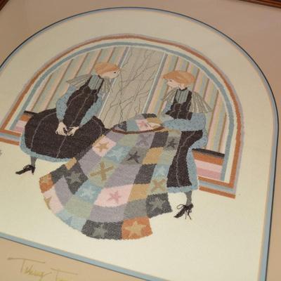 Framed & Matted "Taking Turns" Stitched by Lou, Signed P. Buckley Moss 1981