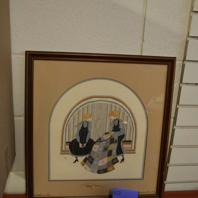 Framed & Matted "Taking Turns" Stitched by Lou, Signed P. Buckley Moss 1981