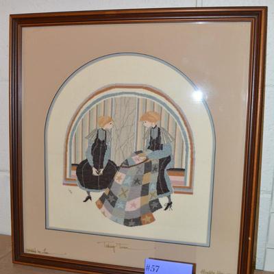 Framed & Matted "Taking Turns" Stitched by Lou, Signed P. Buckley Moss 1981
