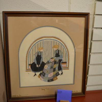 Framed & Matted "Taking Turns" Stitched by Lou, Signed P. Buckley Moss 1981