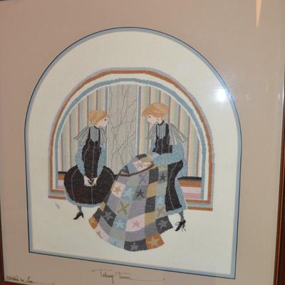 Framed & Matted "Taking Turns" Stitched by Lou, Signed P. Buckley Moss 1981
