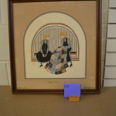 Framed & Matted "Taking Turns" Stitched by Lou, Signed P. Buckley Moss 1981