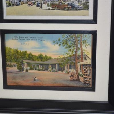 Vintage Framed Postcards Court Square & Endless Caverns 1950's