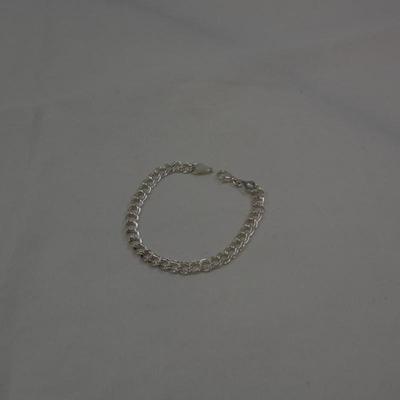 925 Sterling Parallel Curb Chain Bracelet 7"