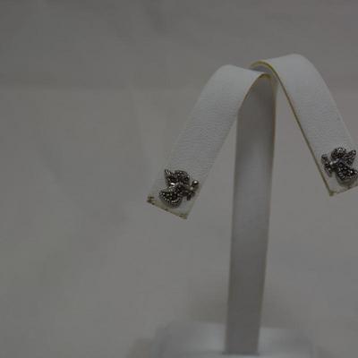 925 Sterling & Marcasite Angel Pierced Earrings