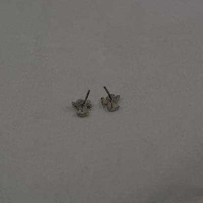 925 Sterling & Marcasite Angel Pierced Earrings