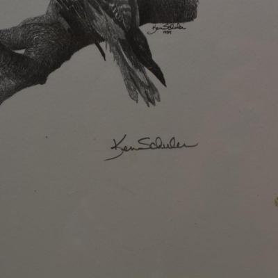 9.5"x6.5" Ken Schuler Red Tail Hawk Print 120/350 '89