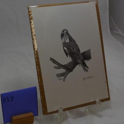 9.5"x6.5" Ken Schuler Red Tail Hawk Print 120/350 '89