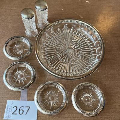 Silver Plate and Crystal Grouping
