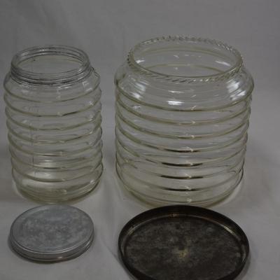 Lot of 2 Ribbed Sellers Lidded Jars 7