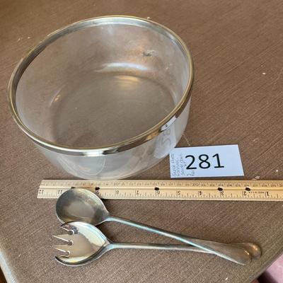 Silver Plate & Crystal Salad Bowl Set