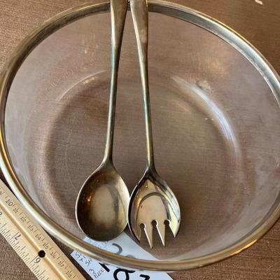 Silver Plate & Crystal Salad Bowl Set