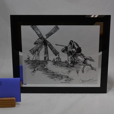 G.A. Harker "Don Quixote" Print in Glass Frame 12.25"x10.25"