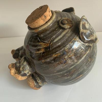 Handmade Pottery Piggy Bank Cork Nose Accesses The Coins