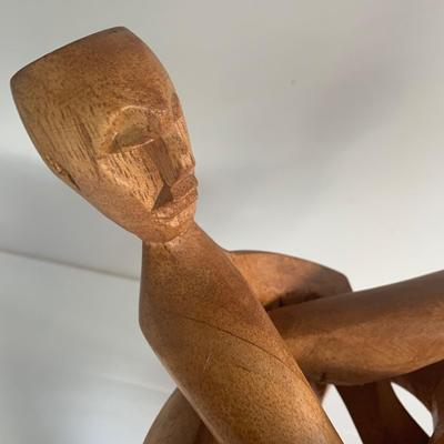 Modernist Wood Carved People Sculpture