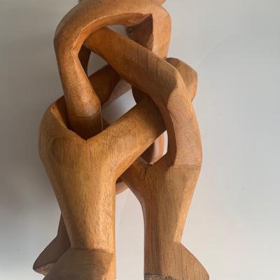 Modernist Wood Carved People Sculpture