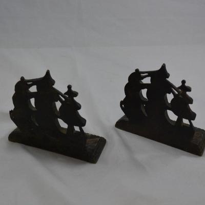 Set of Heavy Brass Ship Book Ends