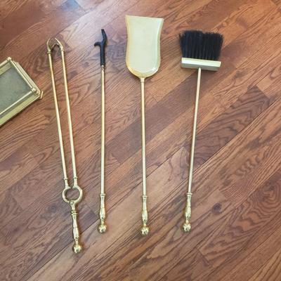 Brass Fireplace Tool Set and Wood Bin (GR-KD)