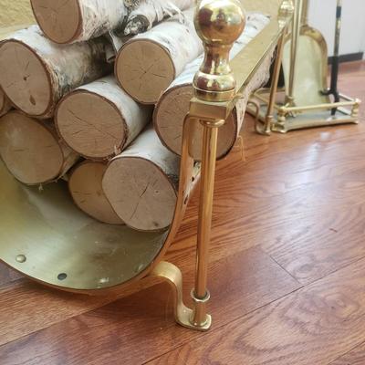 Brass Fireplace Tool Set and Wood Bin (GR-KD)