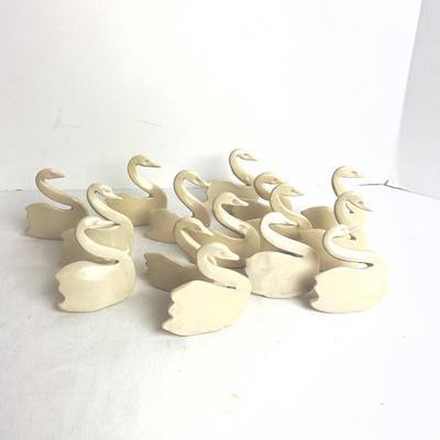 1063 Lot of 18 Handmade Pottery Swan Placecard Holders