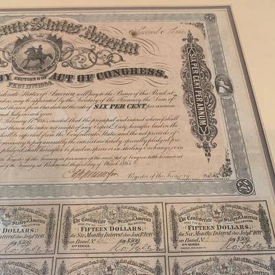 Confederate States of America $500 Bond and Coupons (GR-KW)
