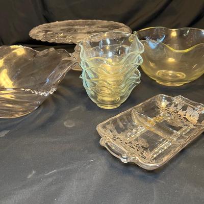 Etched Glass Bowl, Platter & More (M-RG)