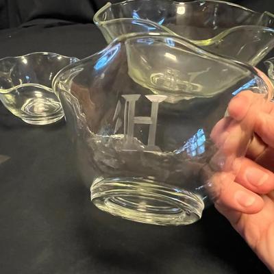 Etched Glass Bowl, Platter & More (M-RG)