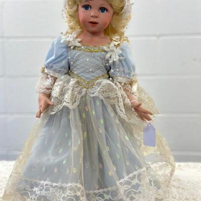 Porcelain Doll in blue and lace dress 17