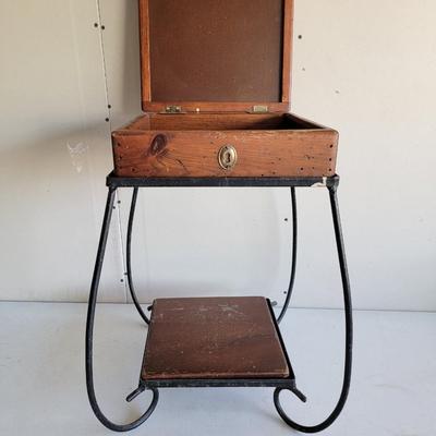 Vintage Lift top side table golf themed with removable box