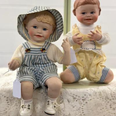Pair - Little Boy and Girl Porcelain 10"
