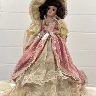 Doll in Pink and Cream Dress 22"