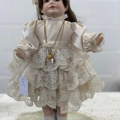 13" Porcelain Doll in White Dress