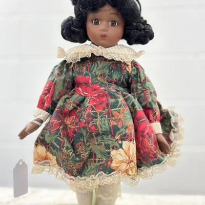 12" Doll in red and green dress
