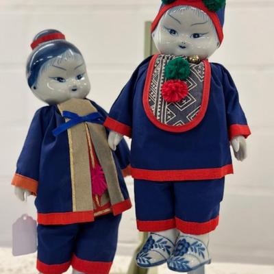 Pair of Chinese porcelain dolls 12"