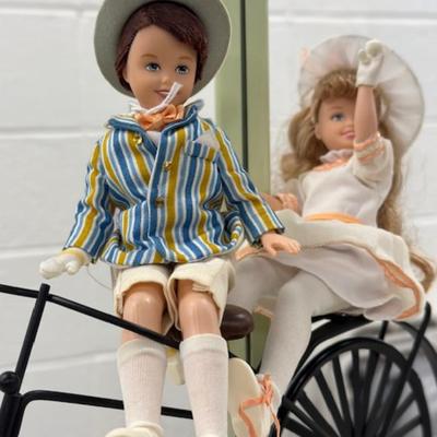 Mattel 1991 Vinyl Girl and Boy on Bike 8"