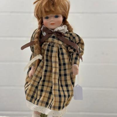 15" Porcelain Girl in Plaid Dress