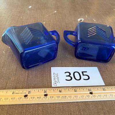 Blue Cream & Sugar Dishes