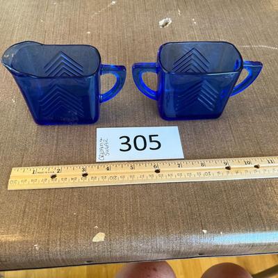 Blue Cream & Sugar Dishes