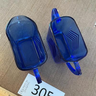 Blue Cream & Sugar Dishes