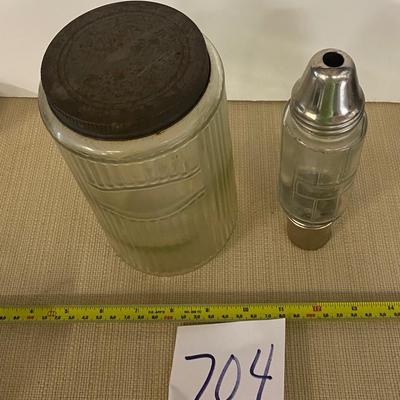 Vintage Atomizer Vacuum Attachment & Ribbed Canister Jar