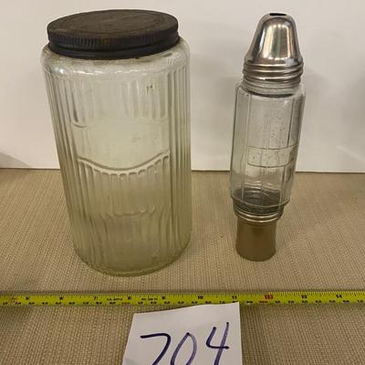 Vintage Atomizer Vacuum Attachment & Ribbed Canister Jar