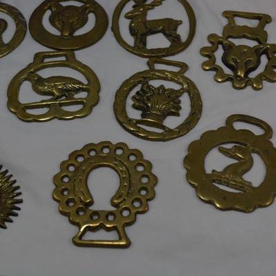 Lot of Vintage Brass Horse Medallions