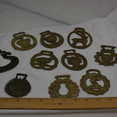 Lot of Vintage Brass Horse Medallions