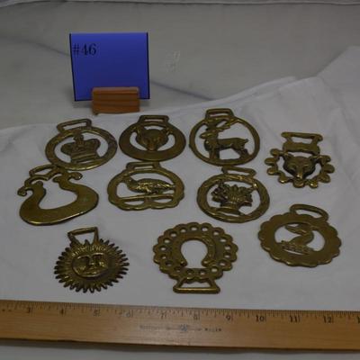 Lot of Vintage Brass Horse Medallions