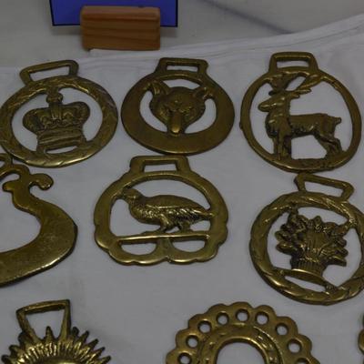 Lot of Vintage Brass Horse Medallions