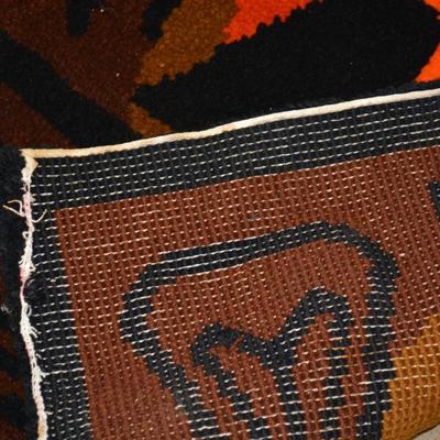 Large MCM Hooked Rug Wall Hanging 3'x6'8"