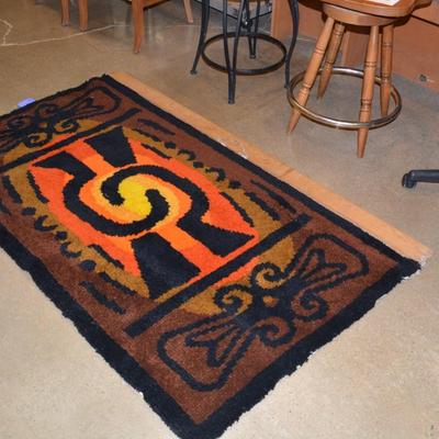 Large MCM Hooked Rug Wall Hanging 3'x6'8